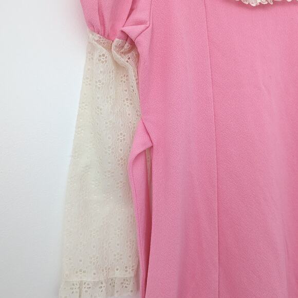 Vintage Growing Girls Dress Size 8 Pink Boho Lace Polyester Midi/Maxi Hippie - Picture 3 of 6